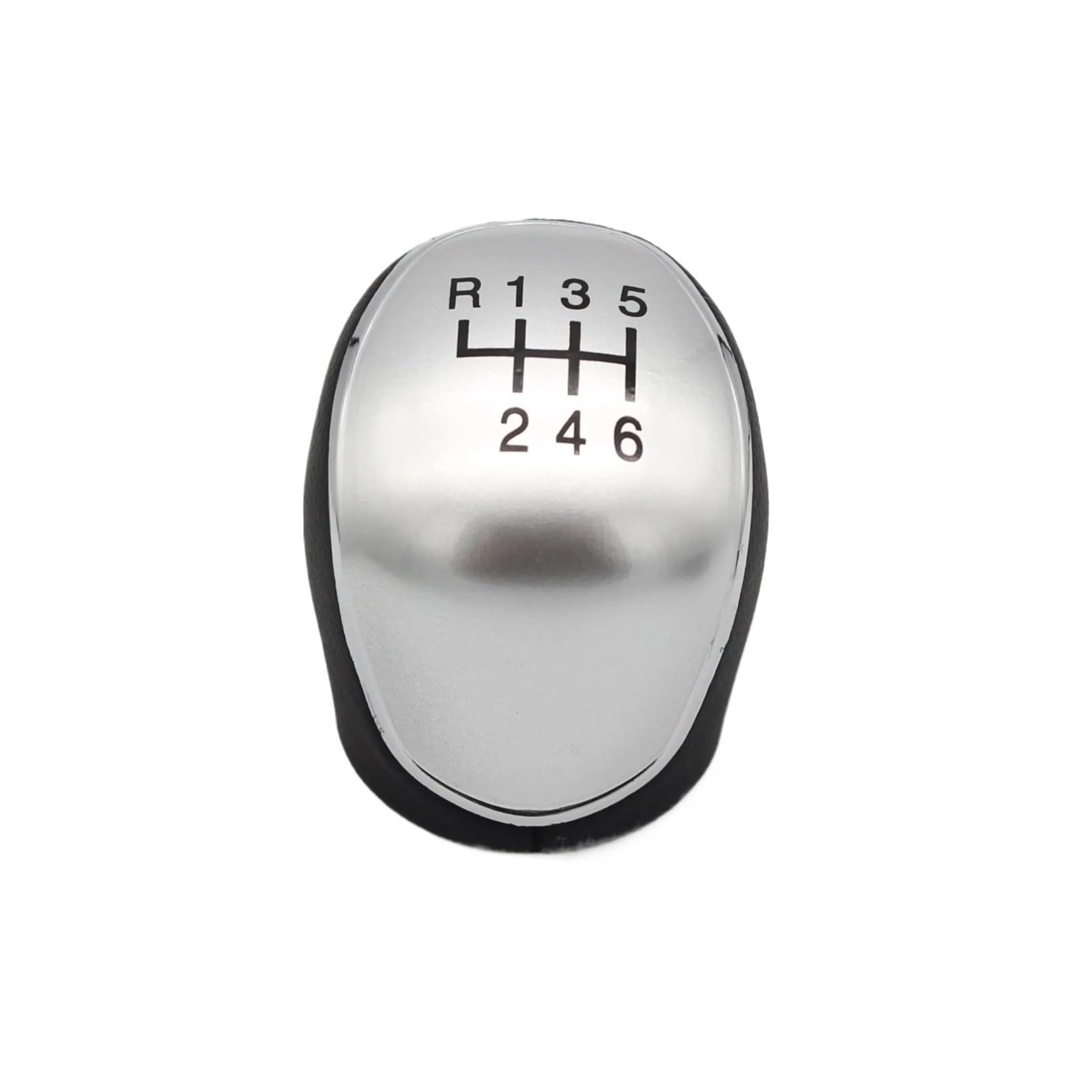 Jeocoai Silver Car Gear Knob 5/6Speed Gear Shift Knob For Ford For Mondeo 4 For Mk4 For Focus S-Max C- Max For Kuga For Galaxy Leather Shifter Lever(,6Speed)