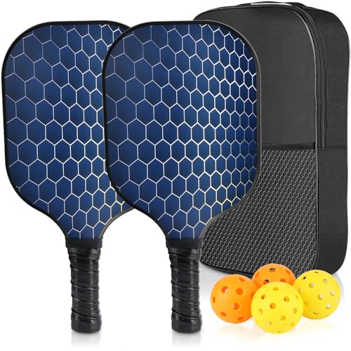 Conjunto de pickleball, Pickleball, Conjunto de 4 Raquetes de Bola de Pickle de Fibra de Vidro