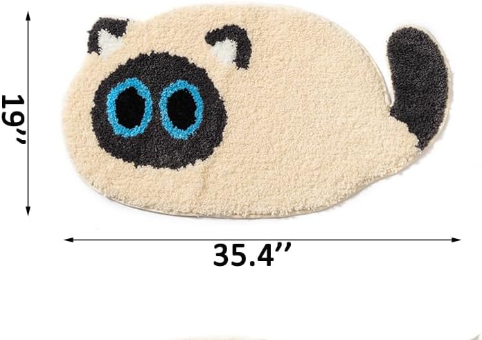 Miniatura 3 de FANSSMILE Tapete de baño grueso con forma de gato, antideslizante, absorbente, suave para baño, diseño adorable con imagen de gato, tapete para