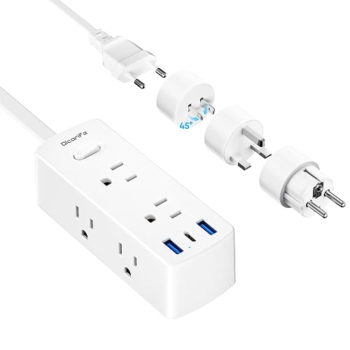 Olcorife Universal Travel Adapter with 6 Outlets 3 USB Ports