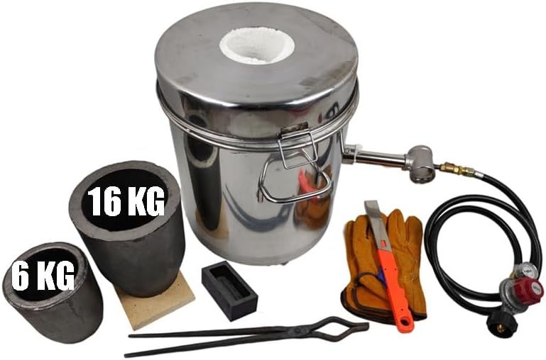 Miniatura 2 de LSMIITTH Kit de horno de fusión de metal de 35.3 lbs35 libras con crisoles (35.3 lbs y 13.2 lbs), quemador de forja de acero inoxidable, horno de