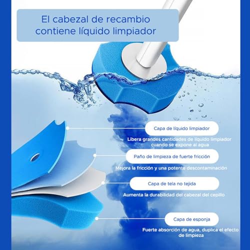 Image of JOYBOS Wall Mounted Disposable Toilet Brush with 6 Refills, Acrylonitrile Butadiene Styrene (ABS), White, 10x9,5x51