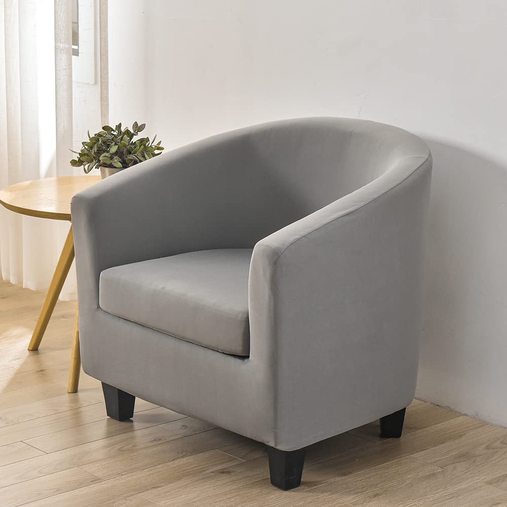 Chesterfield Tub chair slipcovers 2 pieces stretch club chair slipcovers for bar counter living room tub chair Tullsta chair slipcover 1 seater Light gray - Image 3