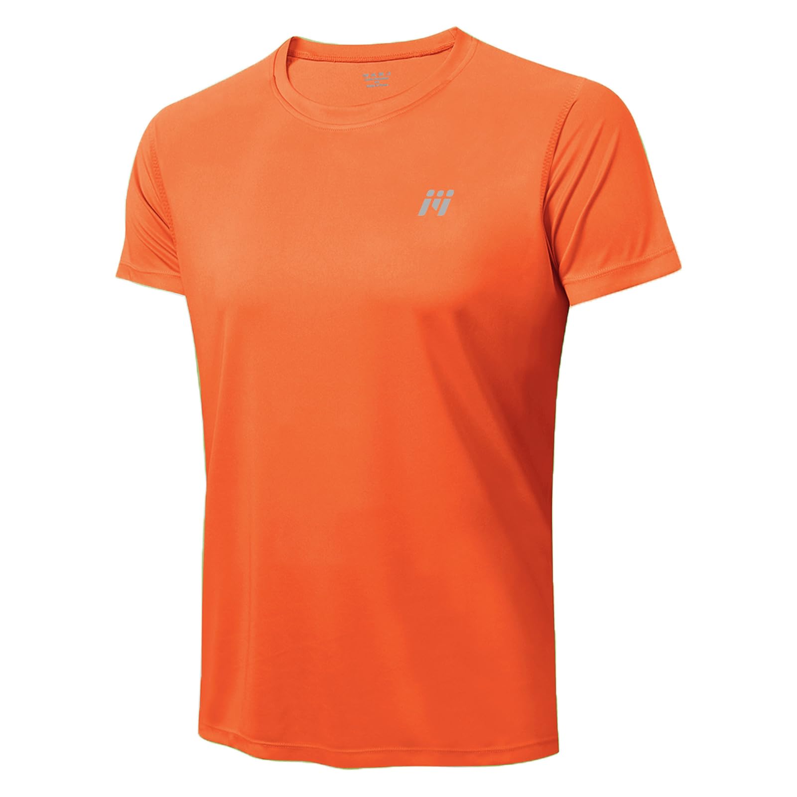 Rash Guards Męska koszulka sportowa z siatką ochronną przeciw promieniom UV koszulki sportowe krótki rękaw koszulki do biegania basen ochrona przeciwsłoneczna UPF 50+, Pomarańczowy, S