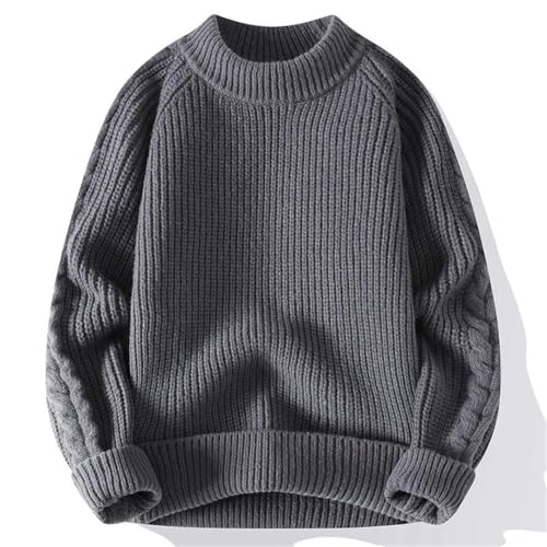 Mens Knitted Sweaters Round Neck Long Sleeve Pullover Autumn Soild Color Sweater2