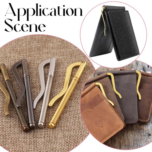 SUNNYCLUE 4Pcs Spring Metal Money Clip 80MM Wallet Spring Clip Insert Bar Replacement Parts Golden Alloy Money Clamp Cash Credit Card Holder for Bifold Leather Wallet Purse Men Women Supplies4