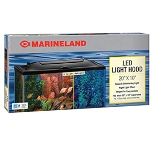 Marineland LED Light Hood For Aquariums, 20 Inches By 10 Inches, Natural Shimmering Light With Night Light Effect