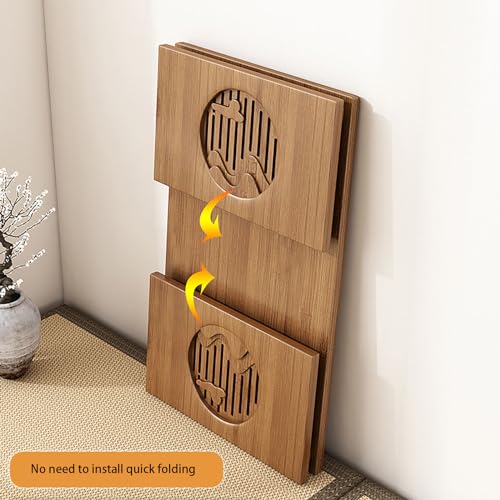Japanese Folding Table Japanese Floor Table No Assembly, Bamboo Foldable Japanese Coffee Table, Portable Solid Wood Folding Coffee Table for Sitting on The Floor, Low Meditation Table Easy Storage