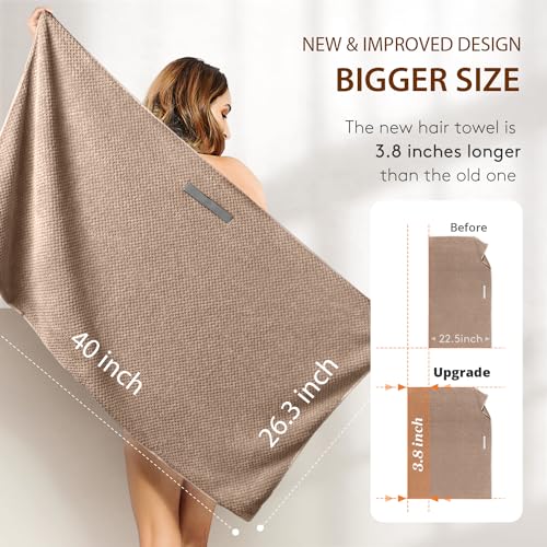 YFONG Toalha de cabelo de microfibra extragrande para mulheres, toalha de secagem de cabelo macio co