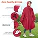 BTNEEU Regenponcho Damen Regencape Wasserdicht mit Reißverschluss Rain Poncho Festival Wiederverwendbar Regenmantel mit Kapuze und Ärmeln Regenjacke Fahrrad Lang für Wandern Camping Draussen (Rot)