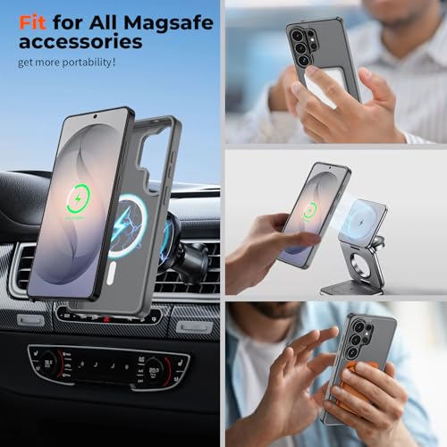 Image of SUPFINE Magnetic for Samsung Galaxy S26 Ultra Case with Screen Protector, (Built-in Magnets) (Military Grade Drop Protection) Slim Translucent Shockproof Phone Case,Titanium Gray