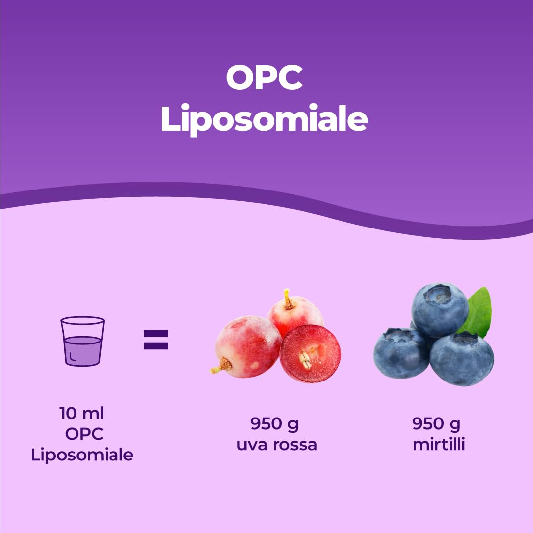 Bandini® OPC Liposomiale Liquido 250ml - Estratto di Semi d'Uva 95% OPC (200mg a Dose) - Formula Assorbimento Ottimale con Tecnologia Liposomiale - Integratore Antiossidante Naturale - Per 25 giorni