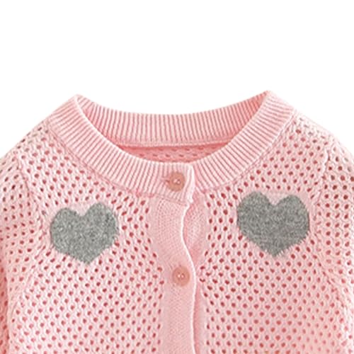 Kids Girls Cardigan Knit Sweaters Cute Heart Print Long Sleeve Crewneck Button Down Shirts Fall Winter Clothes3
