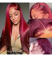 miear 99J Burgundy Straight Lace Front Wigs Human Hair 13x4 Transparent HD Burgundy Lace Front Hu...