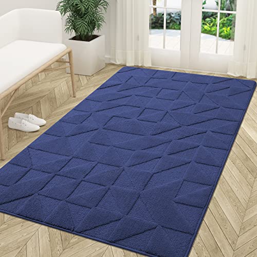 Image of OLANLY Door Mats Indoor, Non-Slip, Absorbent, Dirt Resist, Entrance Washable Mat, Low-Profile Inside Entry Doormat for Entryway (59x36 inches, Navy)