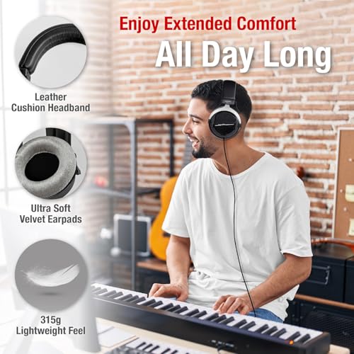 Superlux HD 330PRO、32オーム、オーバーイヤーヘッドホン、プロフェッショナルセミオープン有線ヘッドフォン 40mmネオジムドライバーとソリッドベース、3.5/6.3mmジャックアダプター、スマートフォン、タブレット、ノートパソコン、コンピューター用