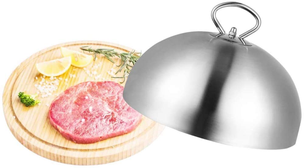 Campana de comedor de acero inoxidable, tapa teppanyaki, tapa de carne, tapa de olla, campana de hamburguesa, cúpula derretida, campana de queso, campana de hamburguesa, campana de