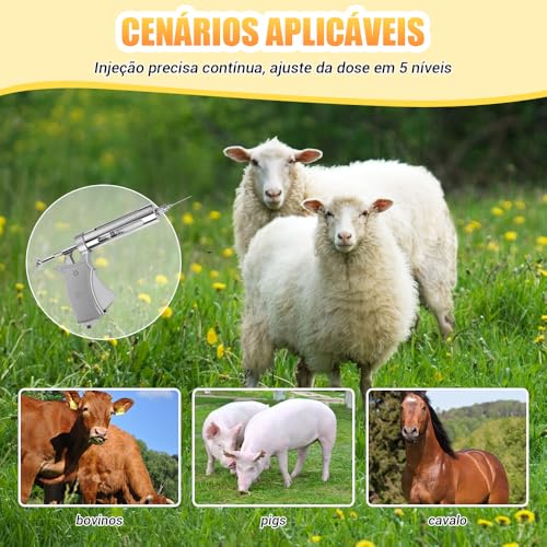 Seringa Vacinador Tipo Pistola para Gado, Pistola de Injeção Animal de Seringa de 50 ml, Seringa Tip