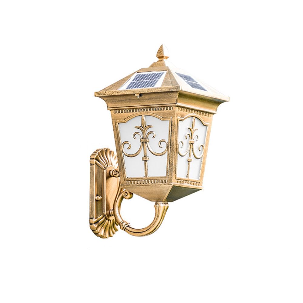 QUSYZD Lamp Post Lights Outdoor, Led Solar Wall Light Metal Outdoor Wall Lamp Corridor Aisle Exterior Wall Ip65 Waterproof Wall Sconce Villa Exterior Wall Garden Outdoor Patio,Bronze