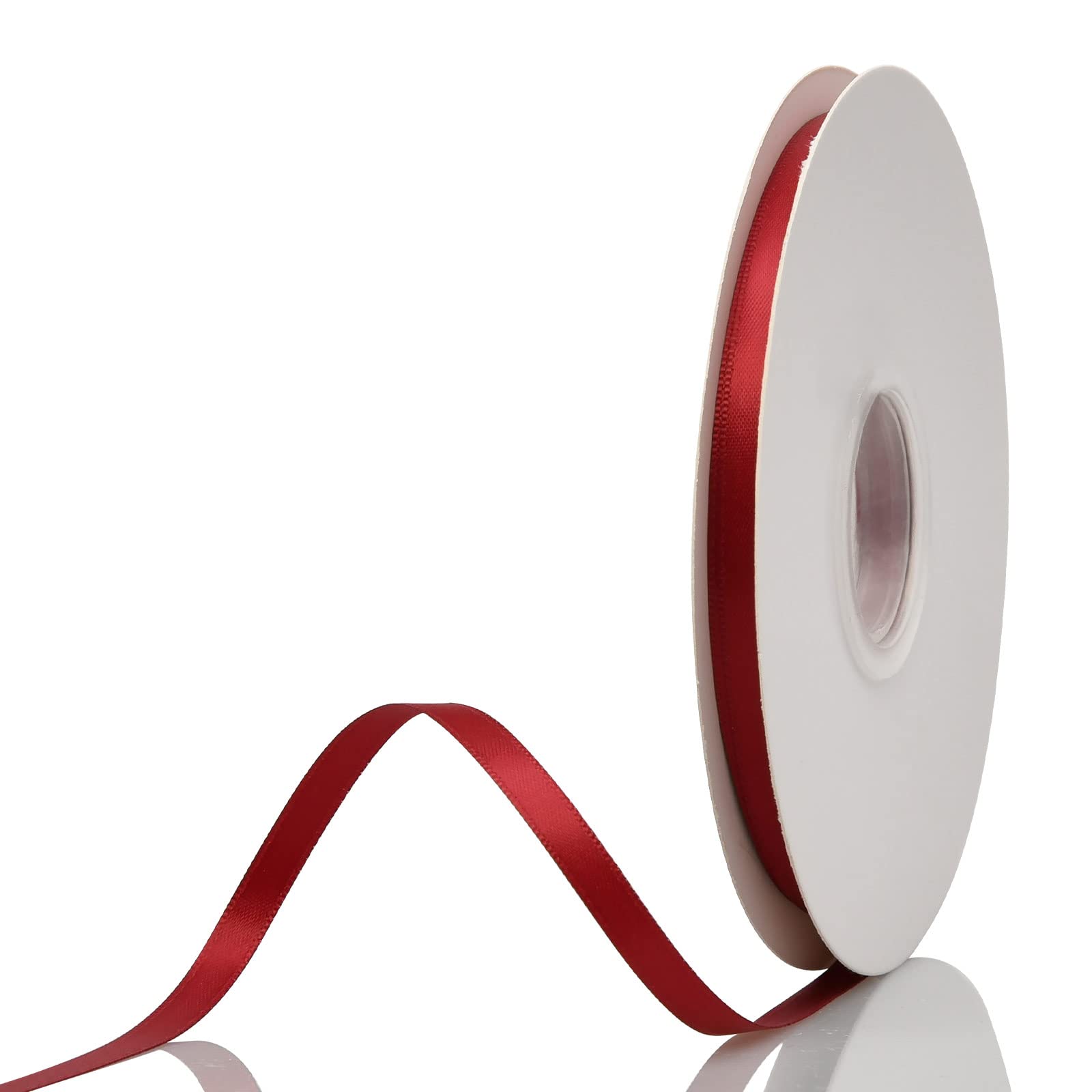 Photo 1 of 1/4"x50 Yards Burgundy/Wine Red Double Faced Satin Ribbon,Solid Color High Density Fabric Ribbon Rolls,Great for Gift Wrapping,Sewing,Crafts,DIY Bows and Christmas,Wedding,Party Decoration