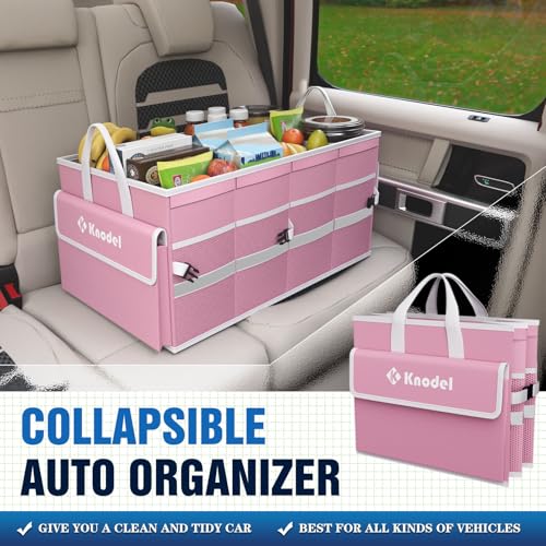 Image of K KNODEL Car Trunk Organizer with Lid, Collapsible Car Trunk Storage Organizer, Car Organizer and Storage for SUV, Truck, Sedan (Medium, Pink)
