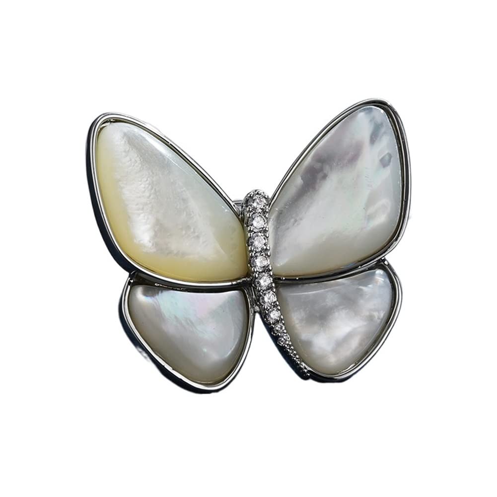 Spilla da Donna Farfalla in Metallo da Donna con Strass intarsiato, Spilla, pinerium Bianco, pneuminopatia, Decorazione Giacca Giacca Versatile Fiore Seno