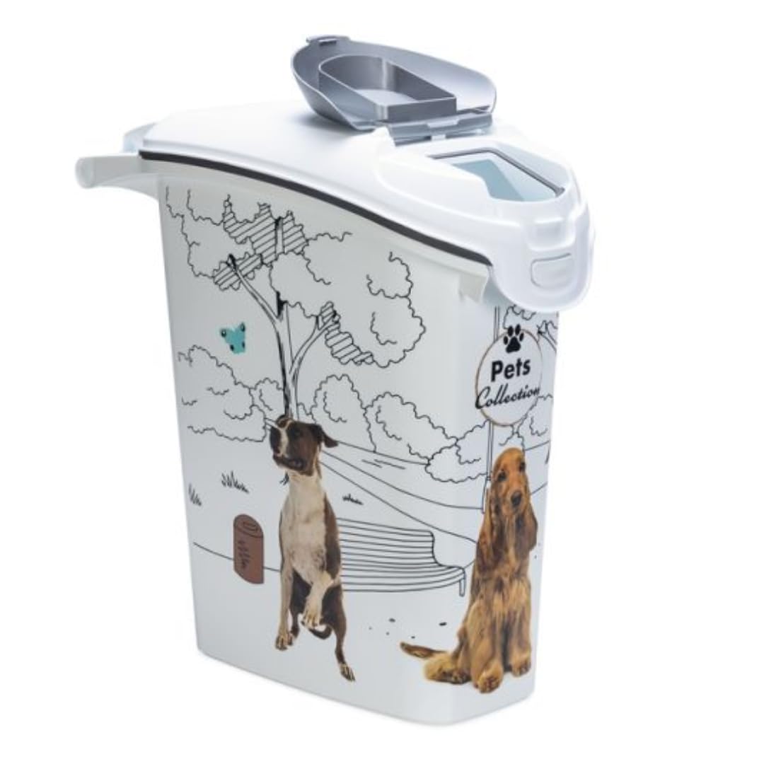 Keter Curver Contenitore Porta Crocchette per Cani, Chiusura Ermetica, Dotato di Ruote, 10 Kg/23 L, 23x50x50H cm