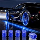 20Pcs Glow in The Dark Tire Valve Caps, Fluorescent Tire Valve Caps for Cool Car Decorations, Universal Luminous Car Tires Valves Cap Fits Cars Truck SUV Motorcycle Bicycle (Blue)