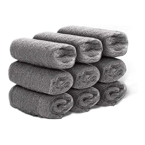 9 pcs Steel Wire Wool 0000 Grade Cleaning Wire Wool Pads Polishing Steel Wool for Furniture, Handicraft polishing Home and Kitchen Cover