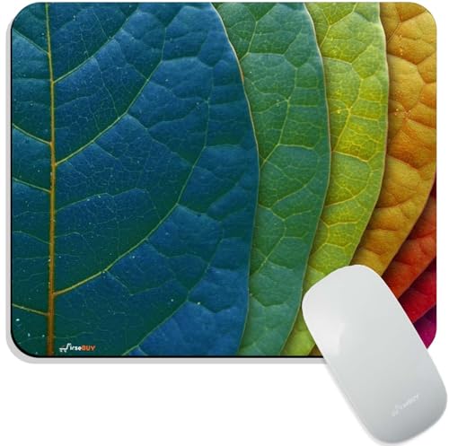 Image of Mouse Pad Colorful Leaves, Premium-Textured Custom Mouse Mat Design, Washable Mousepad Non-Slip Rubber Base Computer Mouse Pads for Wireless Mouse