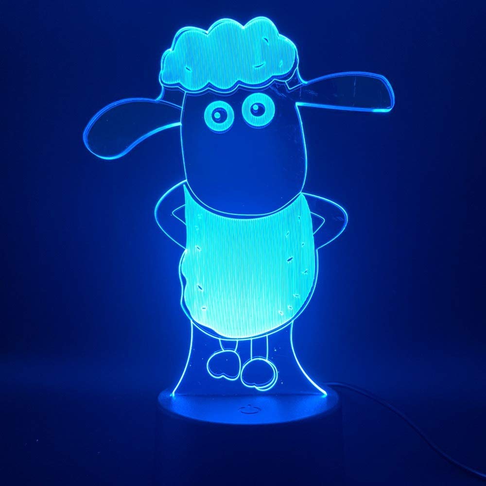 KJsdaADSA Sheep Lamb 3D LED Night Light, Decorative Bedroom 7 Colors Interchangeable 3D Illusion Lamp for Children Kids Gifts