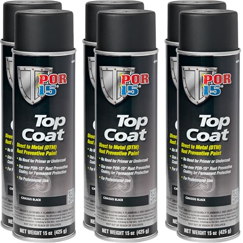POR-15 6 PK, Chassis Black Satin, Top Coat Automotive Spray Paint, 90 oz (Pack of 6)