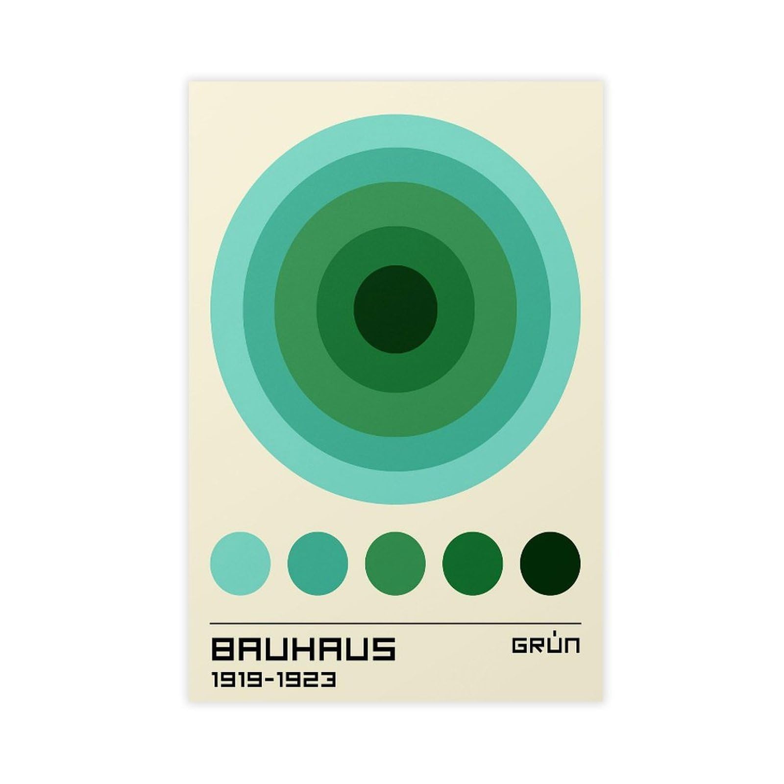 Bareronor Bauhaus Green Circles Abstract Canvas Poster Bedroom Decor Landscape Office Room Decor Gift 20" L X 30" W