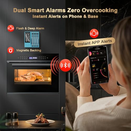 Image of Wireless Meat Thermometer Digital - 800FT Bluetooth Food Thermometer for Cooking, NIST Certified Accuracy, Instant Read Thermometer Standalone Base for Grill BBQ Oven Smoker (Blue)