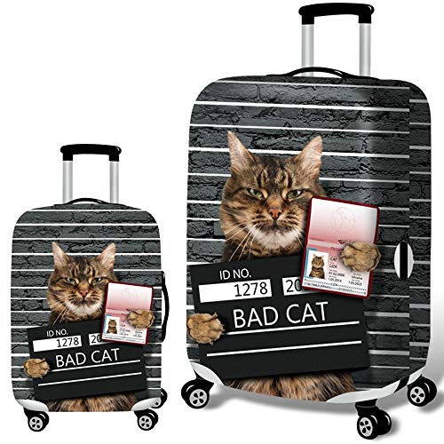 Preisvergleich Produktbild DMMW-Luggage Gepäckabdeckung Bad Cat Reisegepäckhülle Strapazierfähiges, waschbares Stretchgewebe Kofferhülle Fit 18-32 Zoll Gepäck Reisezubehör (Color : Cat 4, Size : L(25''-28''))