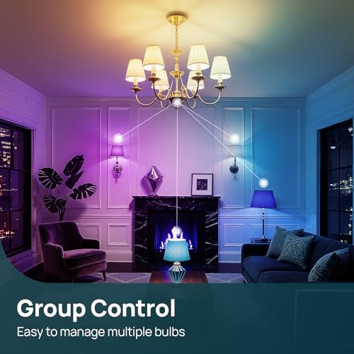 Linkind Matter Smart Bulbs, E12 Led Bulb Works with Alexa, Smart Light Bulbs, AiDot WiFi Candelabra Bulbs, RGBTW Color Changing Light Bulb, 2.4Ghz Only, 470 LM, 2 Pack