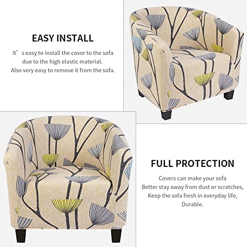 Image of SearchI Club Chair Slipcover Stretch Barrel Chair Covers Printed Tub Chair Slipcovers Spandex Armchair Sofa Cover Removable Couch Furniture Protector Arm Chair Cover for Living Room (Dandelion)
