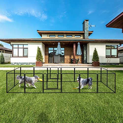 Funniu Dog Playpen Outdoor Indoor, Dog Fence For Large/Medium/Small Puppies Cats, Metal Heavy Duty Pet Exercise Pen Portable For Rv Camping Play Yard-32 Inch Height 16 Panels #TOP5