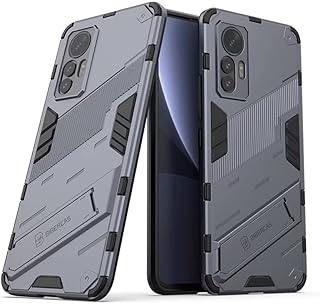 EASSGU Case for Xiaomi MI 12 / Xiaomi MI 12X (6.28″) with Shockproof Silicone Armor Protective Case for PC with Stand Func…