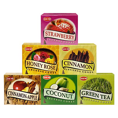 Hem Incense Cones Variety Pack #5 And Cone Incense Burner Bundle With 6 Most Sought-After Fragrances #TOP1