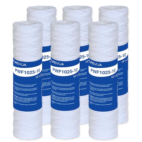 Purevua 10�~�N���� 10�C���` x 2.5�C���` �X�g�����O�n���͐ϕ��t�B���^�[ �n�E�X�S�̏򐅊�J�[�g���b�W ��ː��p CW-F AO-WH-PRE-R2 WHKF-WHSW�ɑΉ� �W��10�C���`�n�E�W���O�ɓK�� 6�p�b�N