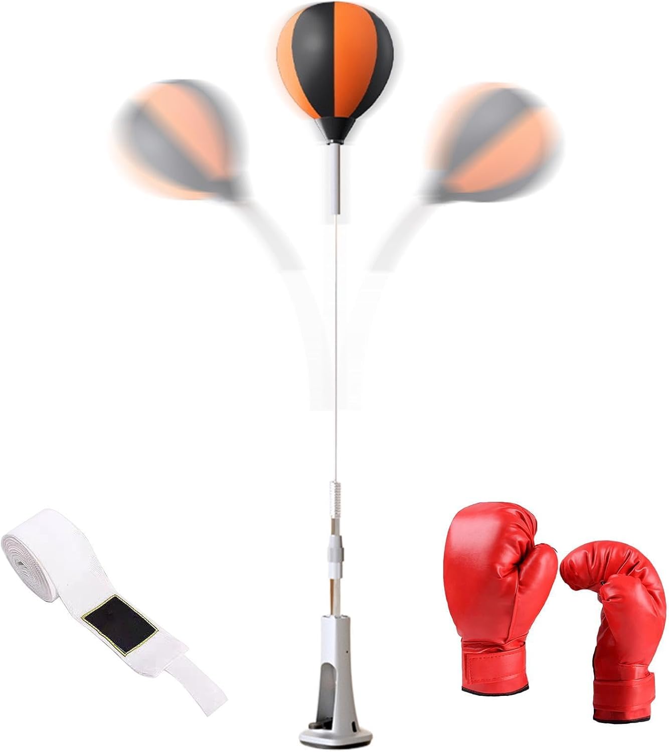 Speed Punching Bag, Boxing Reflex Bag with Stand, Height Adjustable Boxing, Reflex Ball with Strong Rebound Spring Base, Portable Stress Relief Reaction Trainer for Home Fitness Rractice