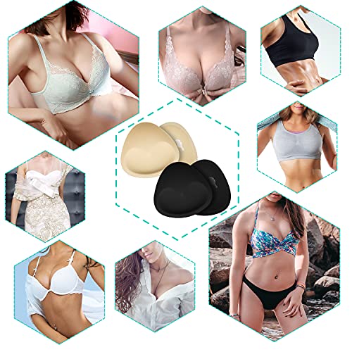 Funcyboo 4 Pairs Silicone Bra Inserts Self-Adhesive Bra Pads Inserts Breathable Push Up Sticky Bra Cups For Swimsuits Bikini #TOP6