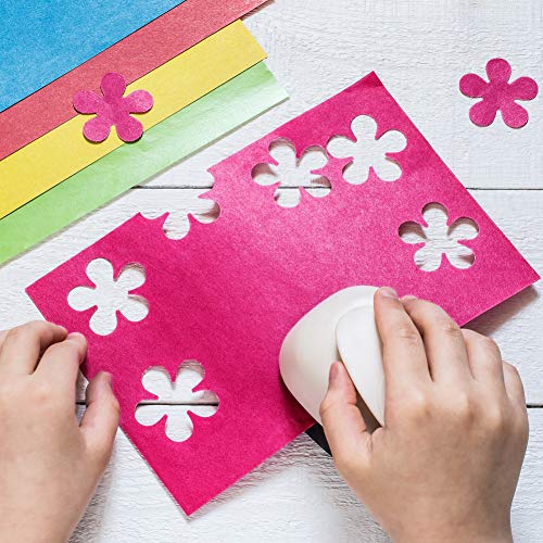 Shaped Punch Set - Buytra Decorative Punchers, 4 PCS 5/8 Inch 1 Inch 3/2 Inch 2 Inch Craft Flower Punches with 10 PCS Colored Adhesive Card Stock, Paper Punches for Card Making DIY Albums Photos - Thumbnail 2