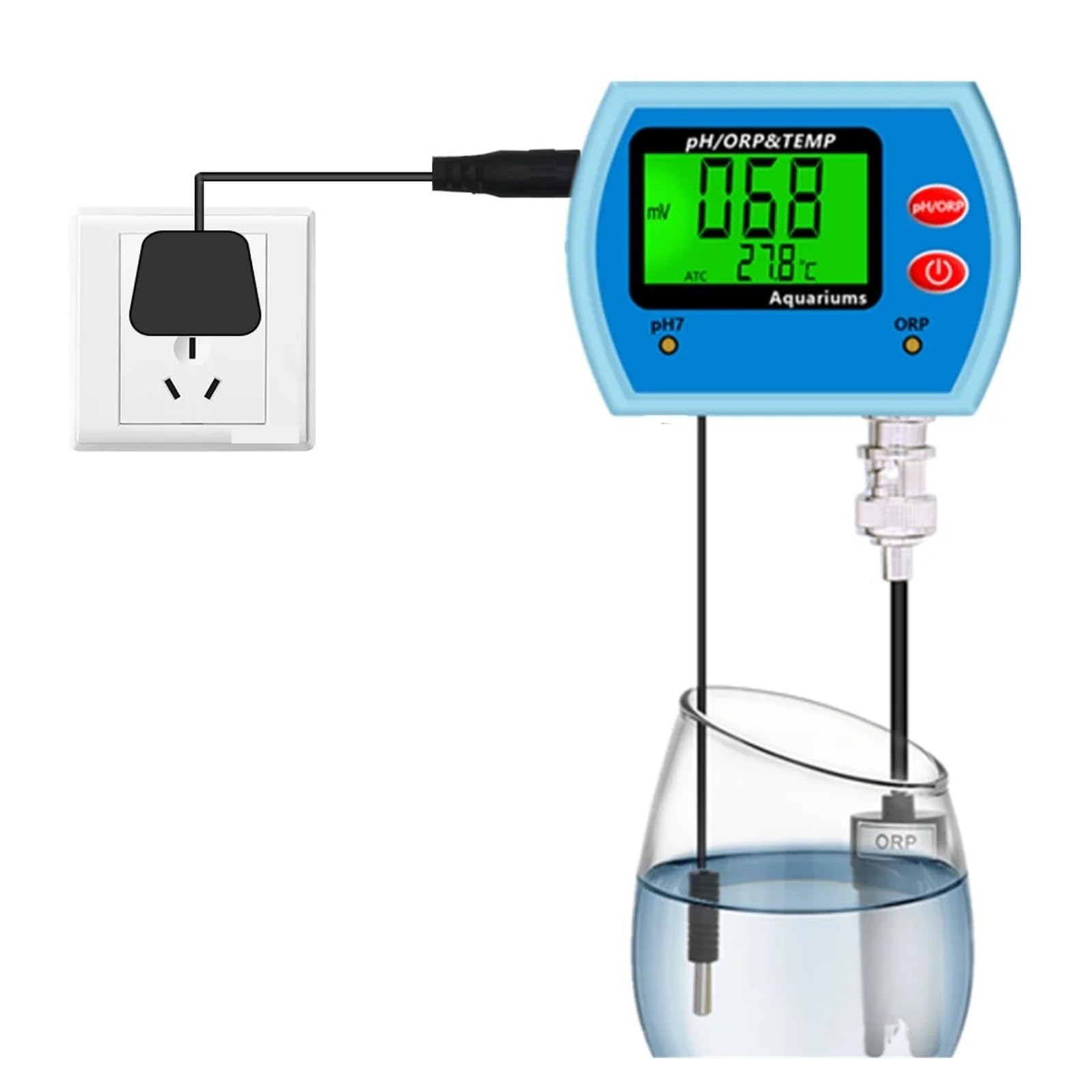 JVDDI Multi-Parameter PH Meter Water Quality Acidity TEMP ORP Tester Redox Analyzer Monitor Big Screen