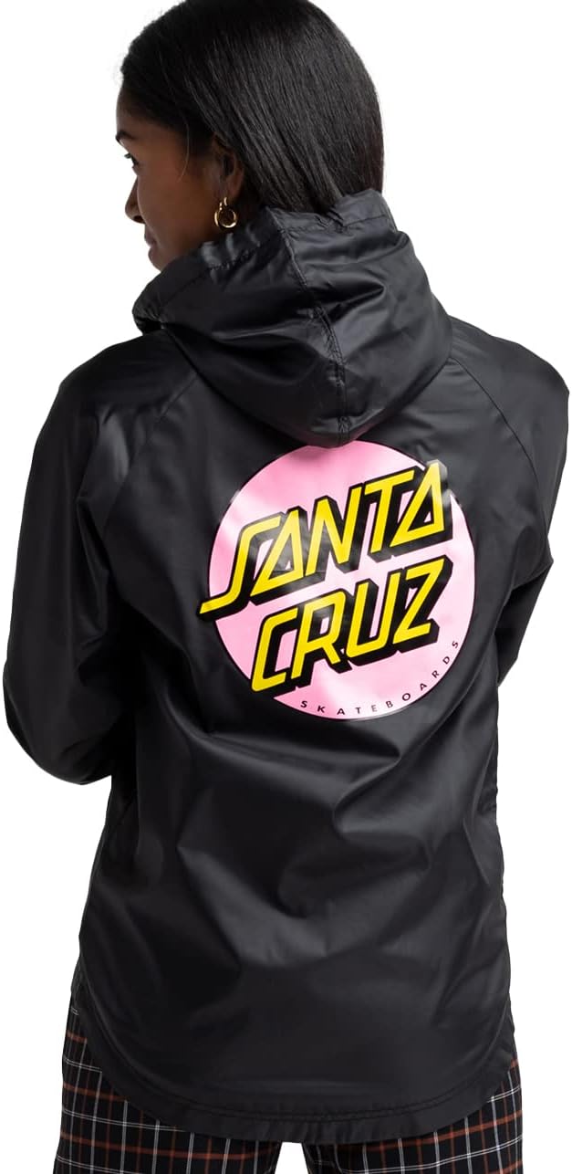 Santa Cruz Women's Other Dot Hooded Windbreaker Jacket Small Black