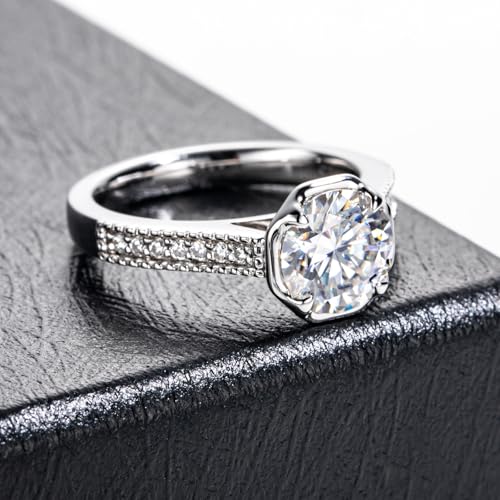 Moissanite Engagement Rings 1cttw-2.15cttw Round Cut Half Bezel Setting/Bezel Setting/Channel Setting/Halo Setting Lab Created Diamond Solitaire Promise Anniversary Rings for Women3
