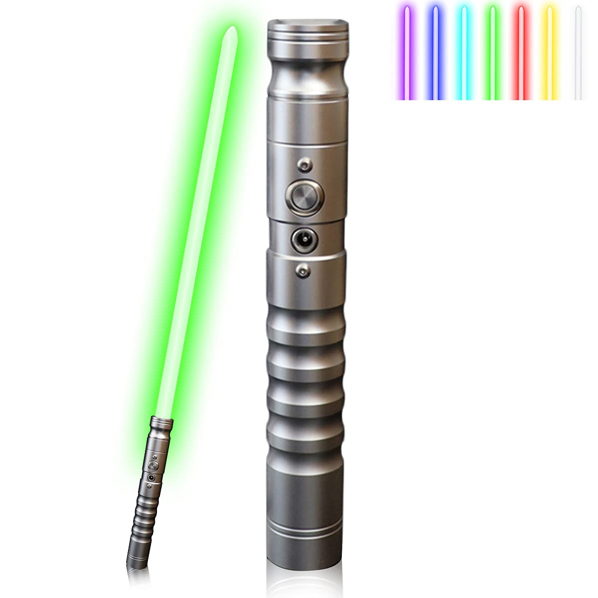 Lightsaber - Metal Aluminum Hilt Force FX Lightsaber with 7 Colors LED Rechargeable Light Sabers for Adults (Silver)