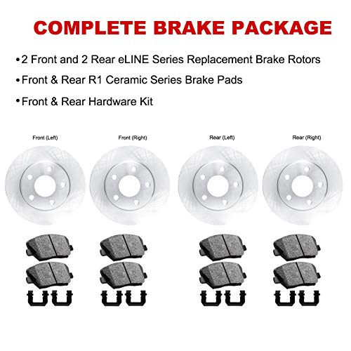 R1 Concepts Front Rear Brakes And Rotors Kit |Front Rear Brake Pads| Brake Rotors And Pads| Ceramic Brake Pads And Rotors |Hardware Kit|Fits 2007-2015 Acura Mdx, Zdx, Honda Pilot #TOP3