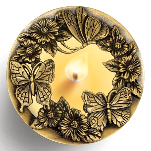 Hion Coperchio Illuma Lid per Candela Profumate, Accessorio Decorativo in Metallo Elegante con Incisioni Aiuta la Combustione Uniforme, Regalo Perfetto per Donna e Casa (Farfalla Dorato)